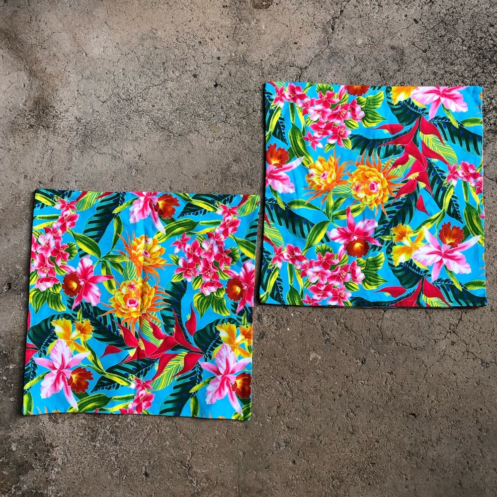 2 new Cotton Tropical Throw Pillow Covers  16x16
